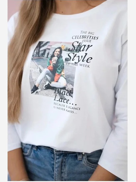 tričko s potlačou Star Style biela