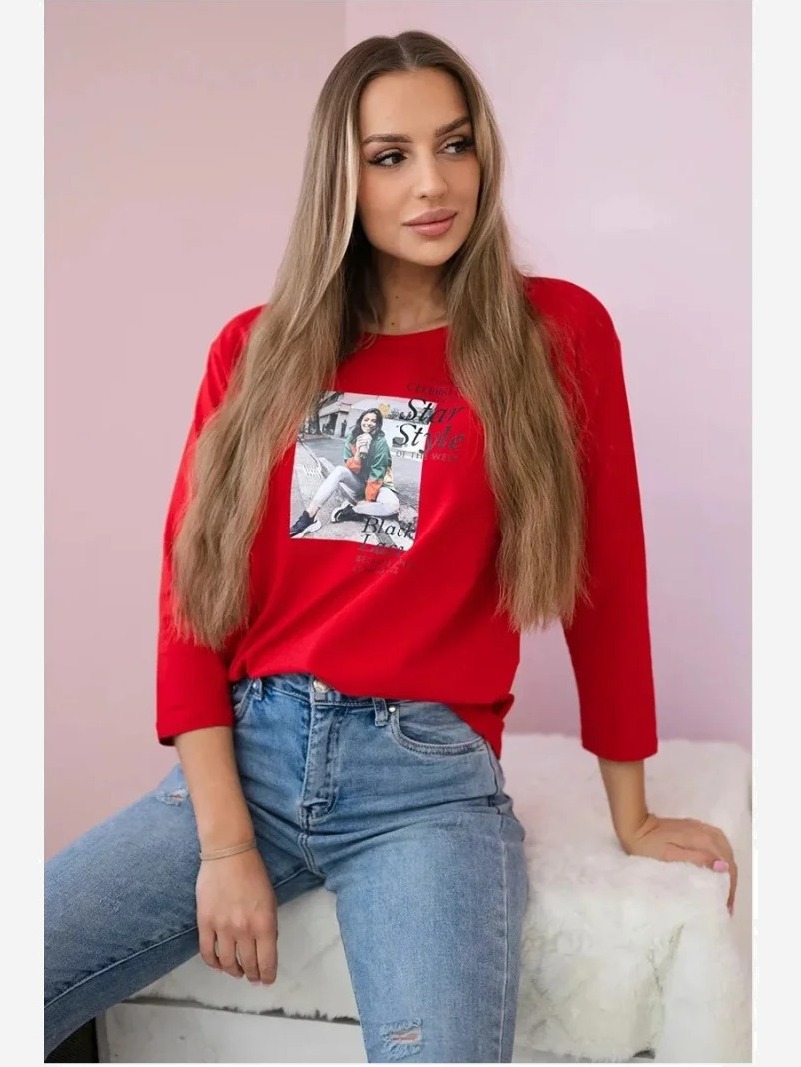 Tričko s potlačou Star Style červená