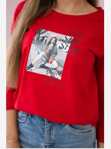 Tričko s potlačou Star Style červená