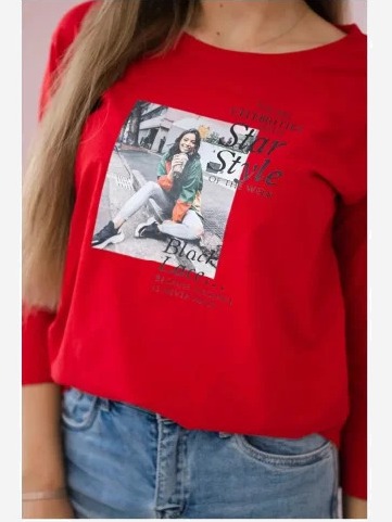 Tričko s potlačou Star Style červená