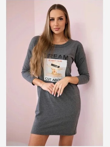 Šaty s potlačou  Dream sivá