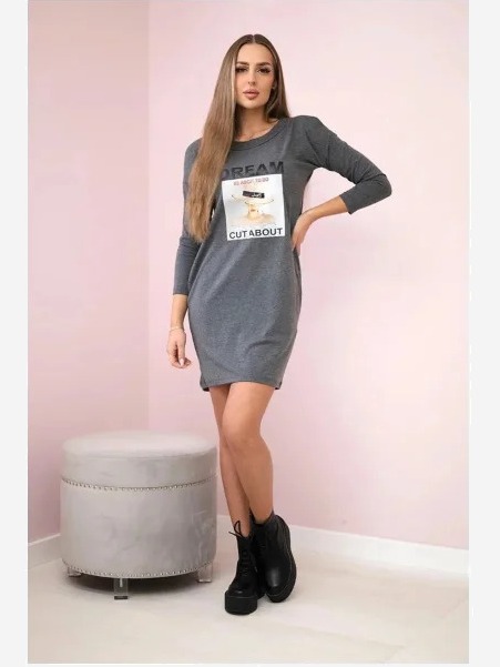 Šaty s potlačou  Dream sivá