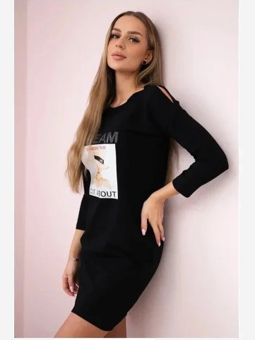šaty with print Dream čierna
