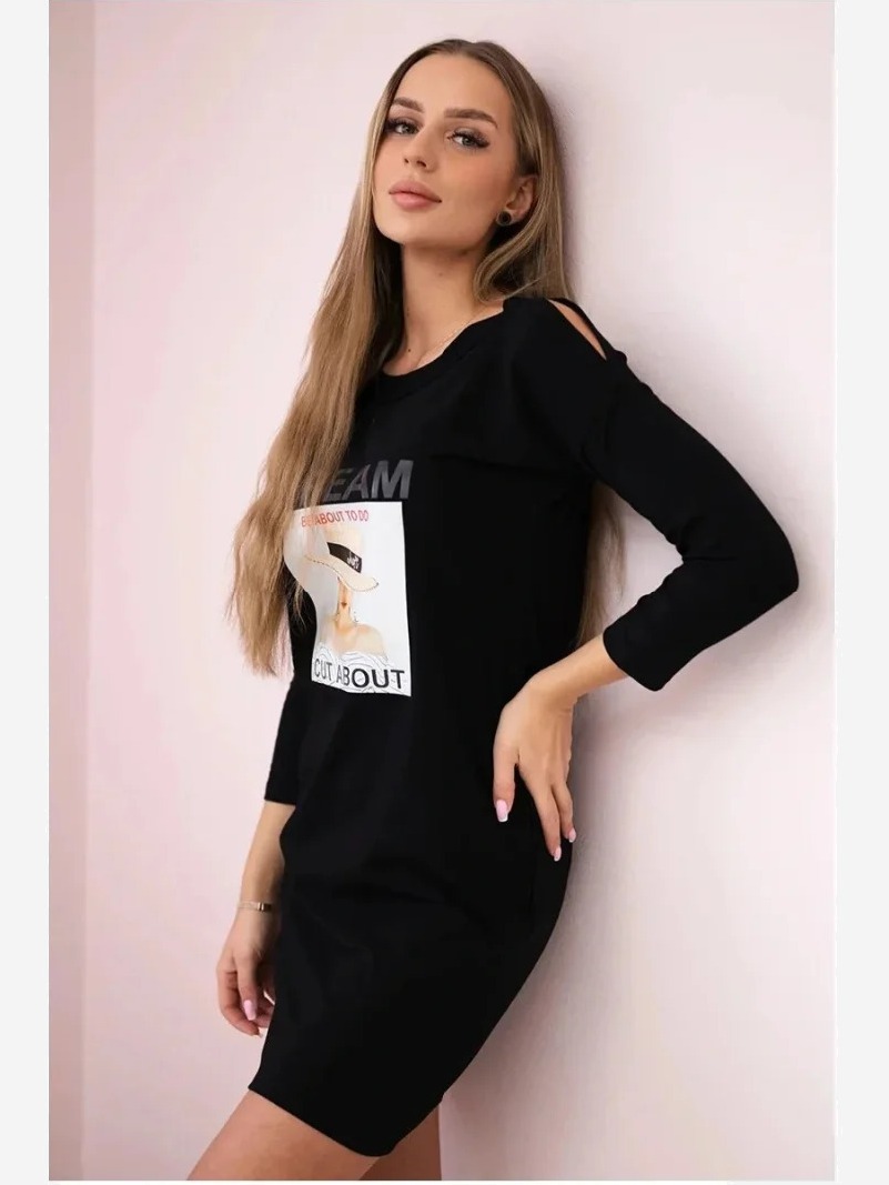 šaty with print Dream čierna