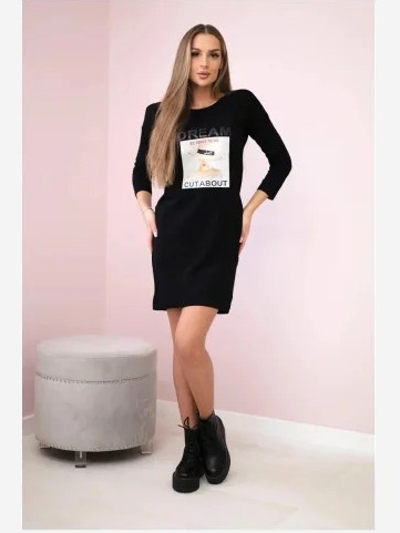 šaty with print Dream čierna
