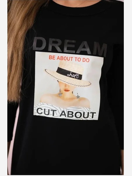šaty with print Dream čierna