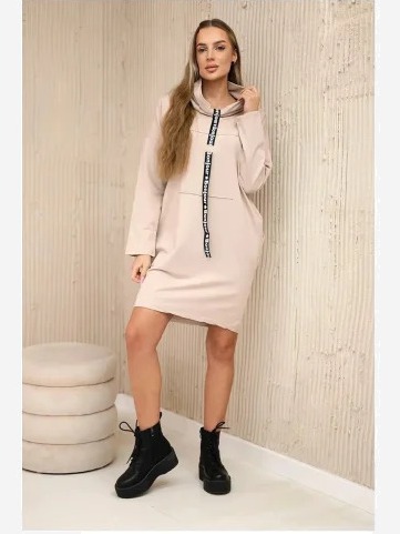 Šaty s kravatou svetlo béžová