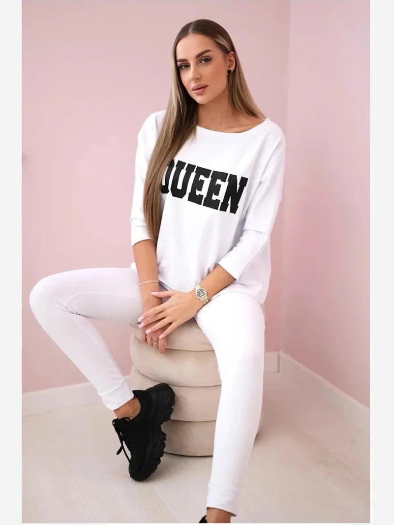 Sada s potlačou Queen biela
