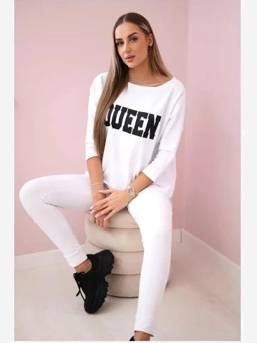 Sada s potlačou Queen biela
