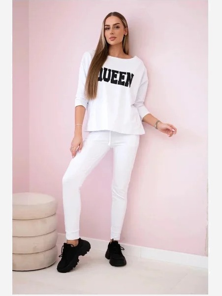 Sada s potlačou Queen biela