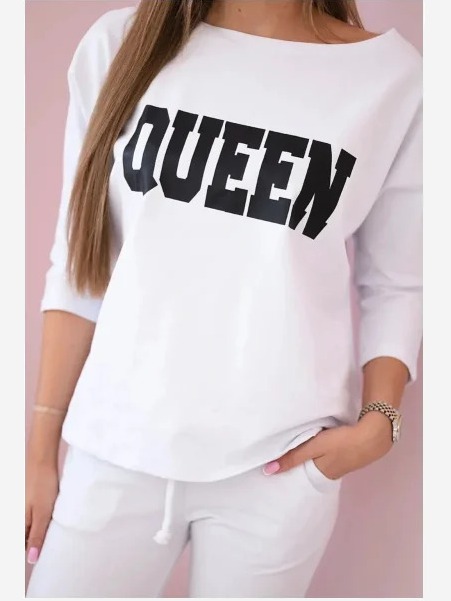 Sada s potlačou Queen biela