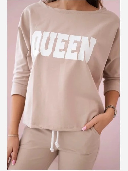 Sada s potlačou Queen béžová