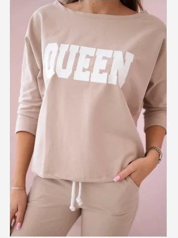 Sada s potlačou Queen béžová