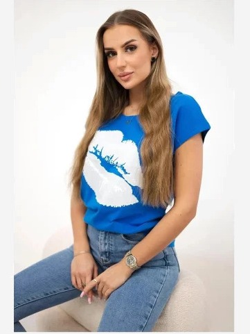 Tričko s potlačou pier modrá