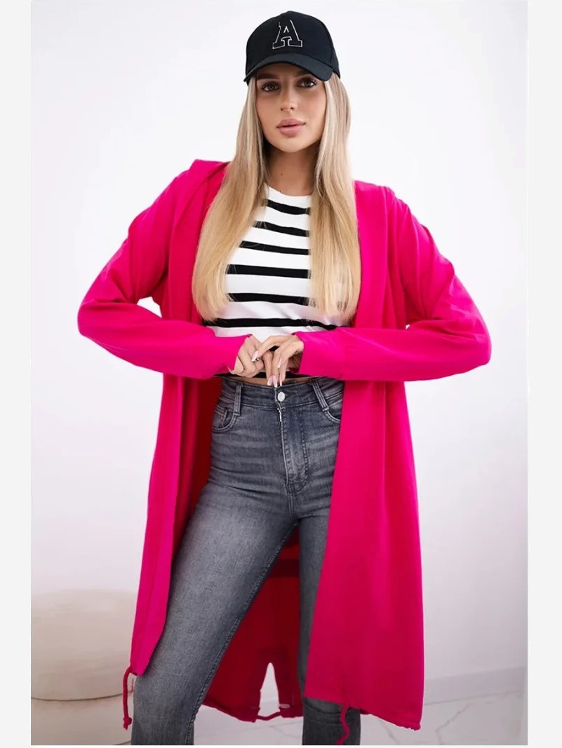 Kardigán s potlačou oversize fuchsie