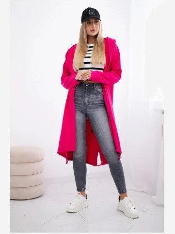 Kardigán s potlačou oversize fuchsie