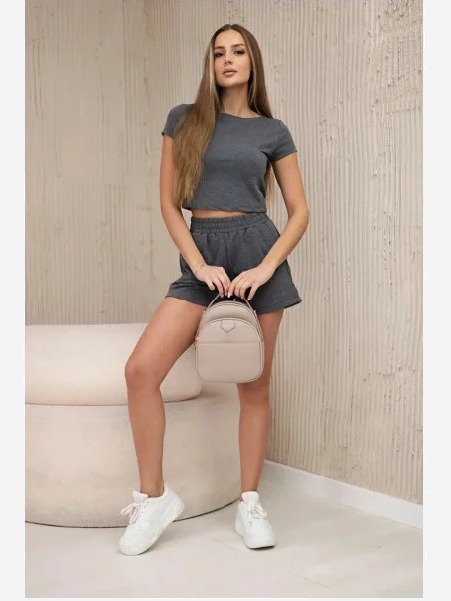 Bavlnená súprava s kraťasmi sivá