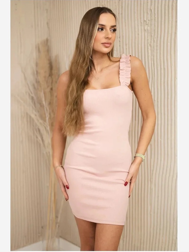 Šaty s pásikmi na popruhoch ružová