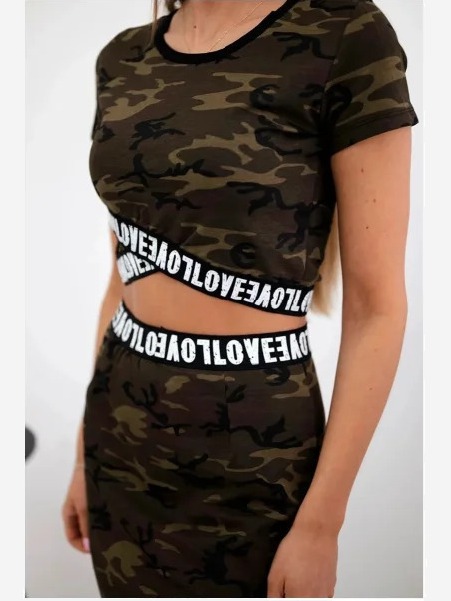 Sada tričko so sukňou moro khaki+zelená