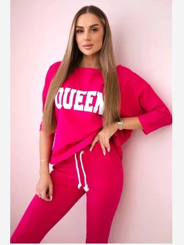 Sada s potlačou Queen fuchsie