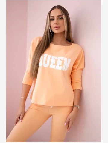 Sada s potlačou Queen broskyňa