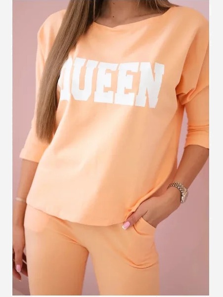 Sada s potlačou Queen broskyňa