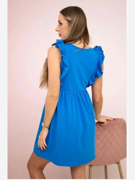 Šaty s ozdobami po stranách modrá