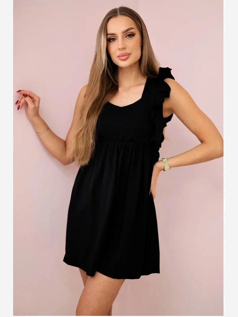 Šaty s ozdobami po stranách čierna