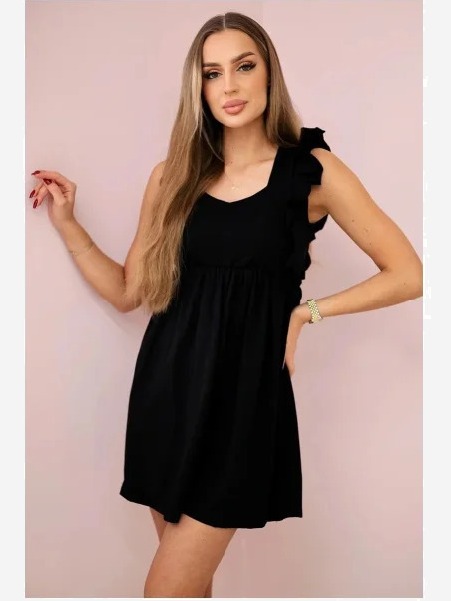 Šaty s ozdobami po stranách čierna