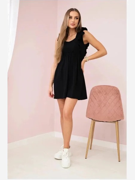 Šaty s ozdobami po stranách čierna
