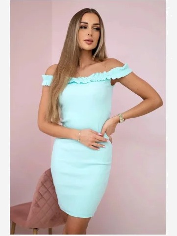 Šaty s ramienkami po boku mäta