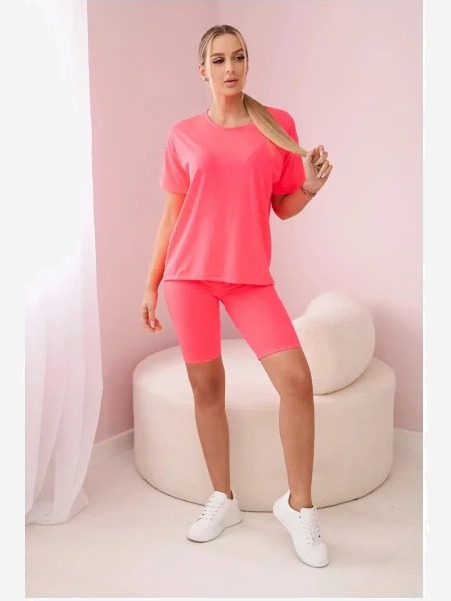 Súprava top+legíny ružový neón