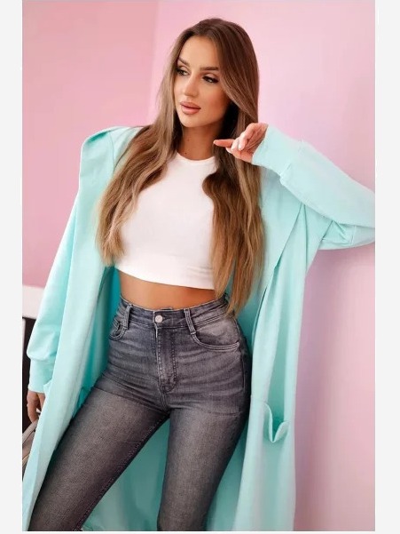 Kardigán s kapucňou oversize mäta