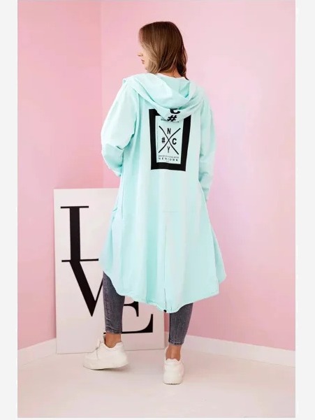 Kardigán s kapucňou oversize mäta