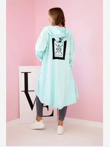 Kardigán s kapucňou oversize mäta