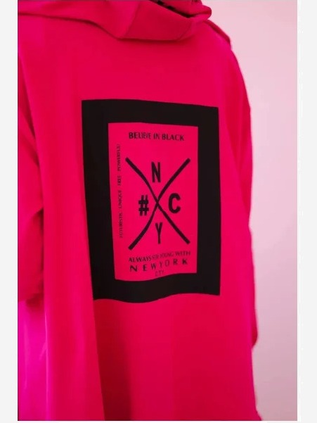 Kardigán s kapucňou oversize fuchsie