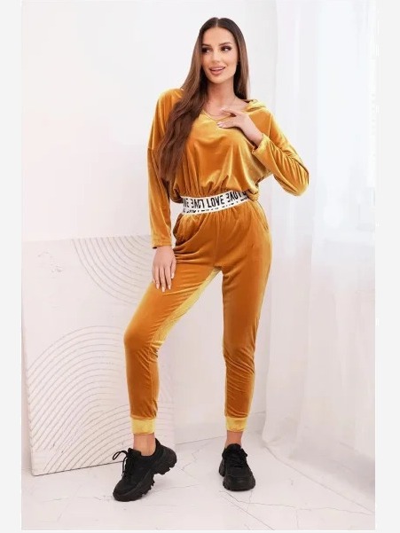 súprava s kapucňou horčica