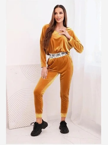 súprava s kapucňou horčica