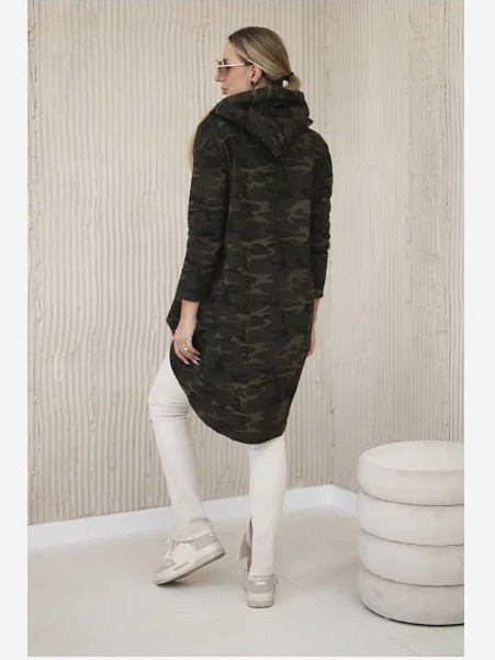 Mikina s dlhým chrbtom camo khaki+zelená