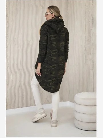 Mikina s dlhým chrbtom camo khaki+zelená