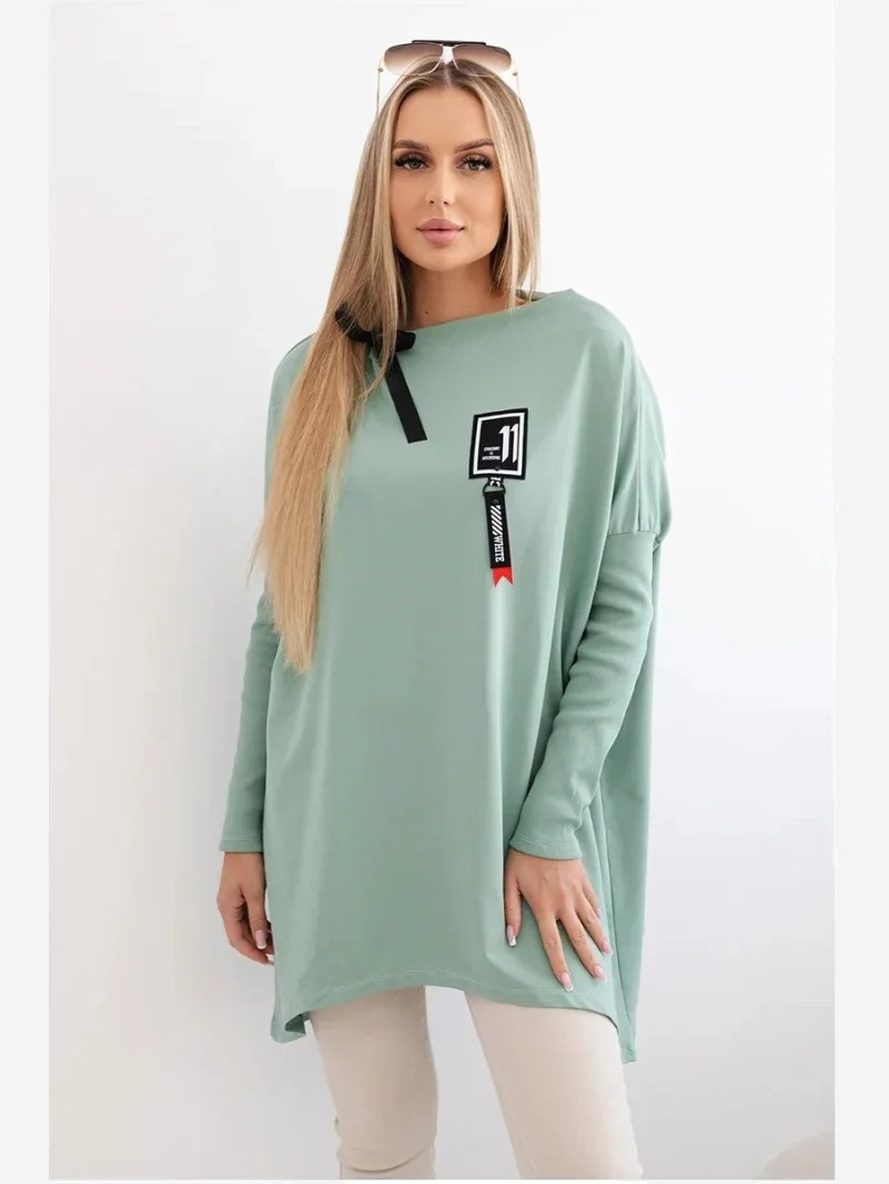 Mikina oversize s asymetrickými stranami tmavá mäta