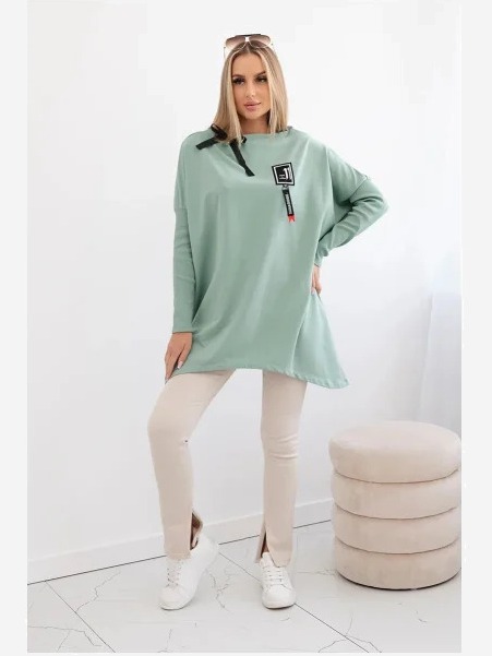 Mikina oversize s asymetrickými stranami tmavá mäta