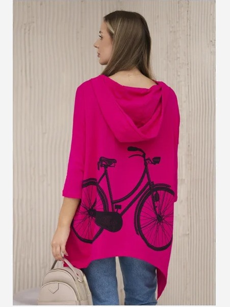 Mikina s potlačou na bicykli fuchsie