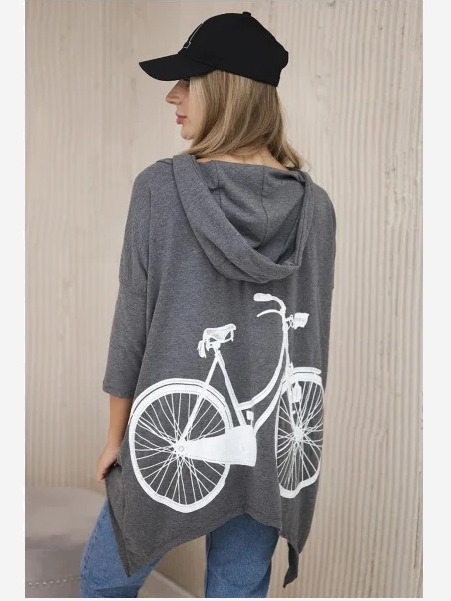Mikina s potlačou na bicykli sivá