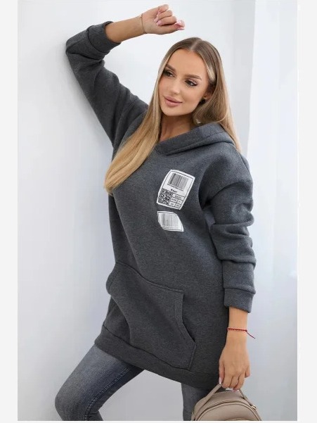 Mikina s kapucňou a nášivkami grafitu