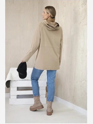 Tunika so zipsom Oversize farba ťavy
