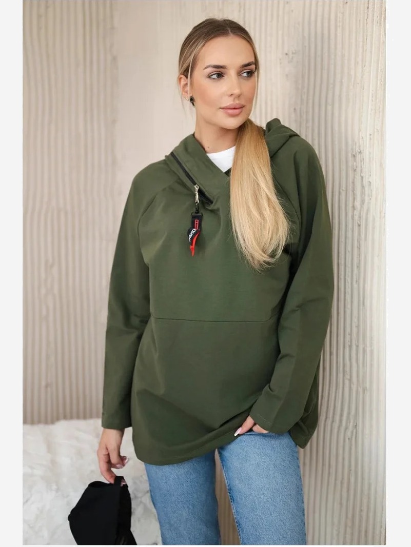 Tunika so zipsom Oversize khaki