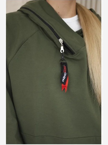Tunika so zipsom Oversize khaki