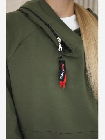 Tunika so zipsom Oversize khaki