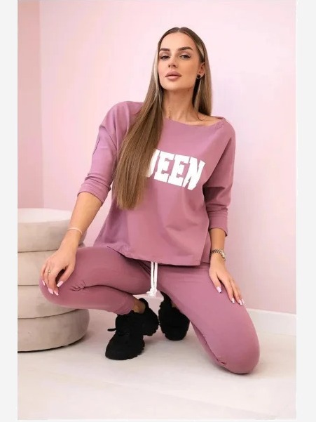 Sada s potlačou Queen tmavo ružová